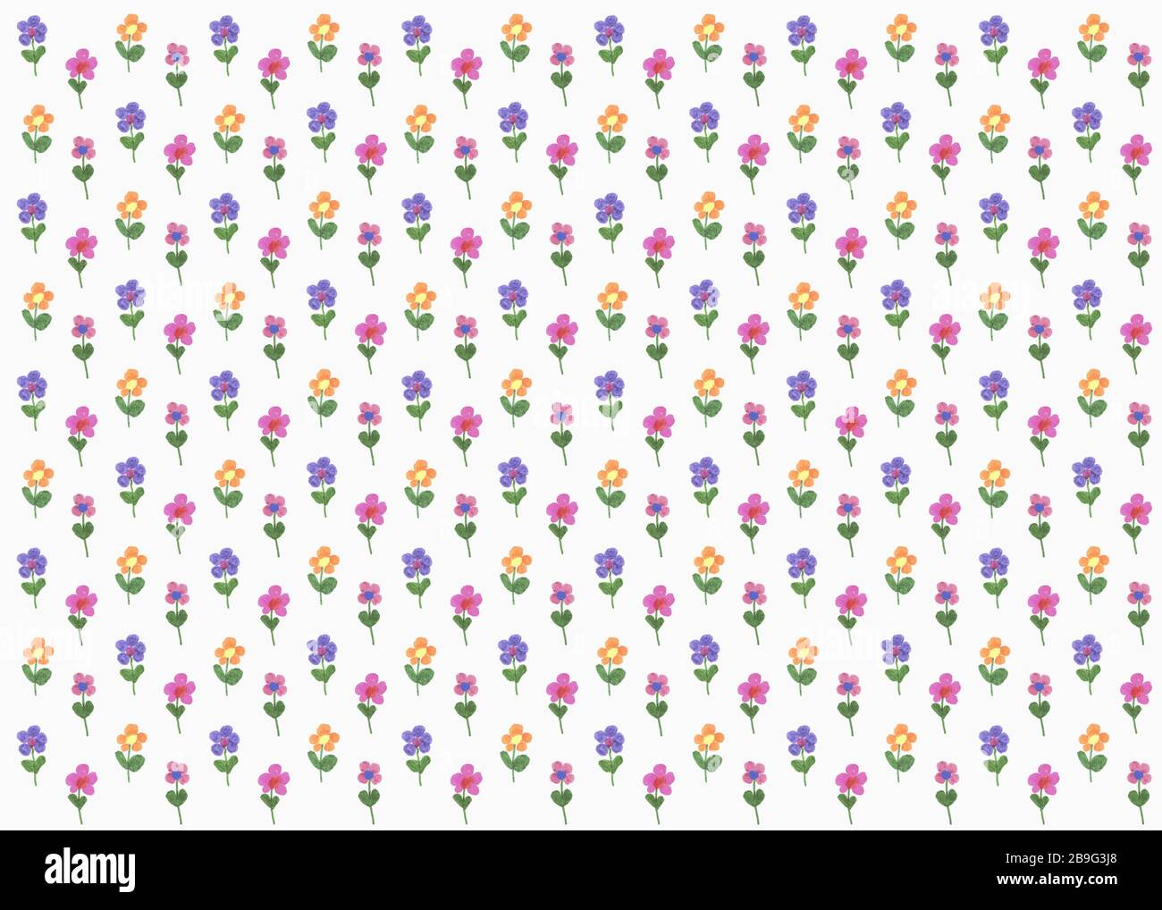 Illustration de fleurs multicolores sur fond blanc Banque D'Images