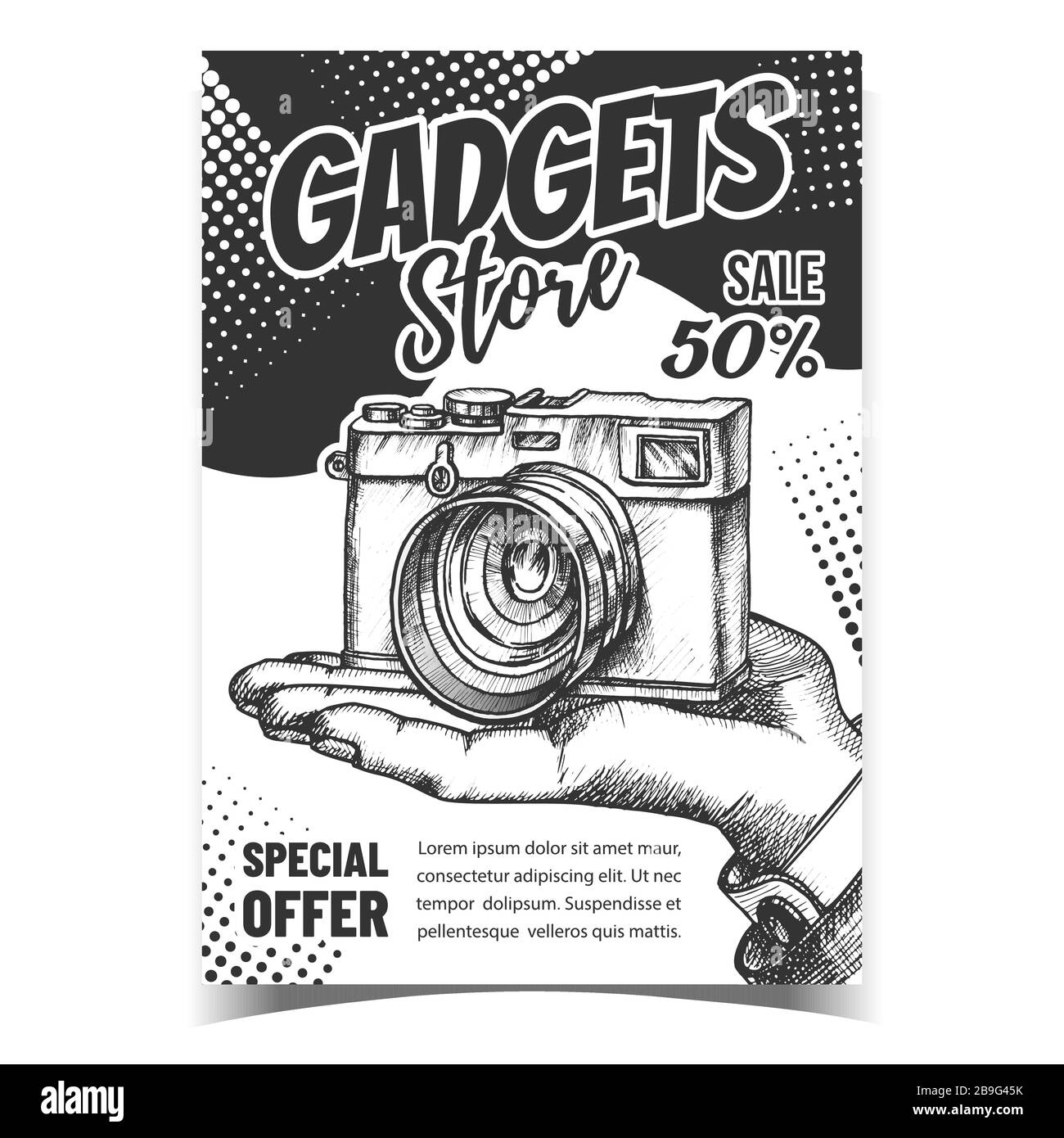 Gadgets Store Publicité créative bannière Vector Illustration de Vecteur