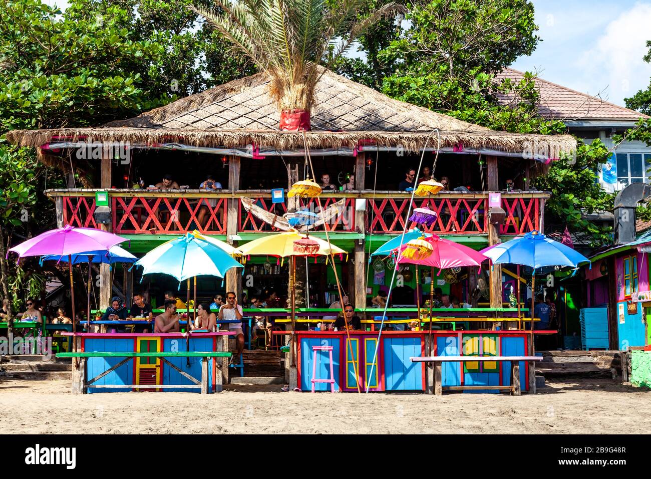 Beach Bar/Beach Cafe, Seminyak Beach, Bali, Indonésie. Banque D'Images
