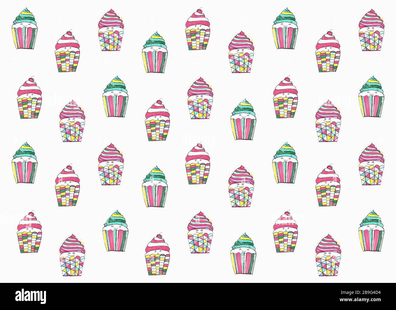 Cupcakes de couleur pastel sur fond blanc Banque D'Images