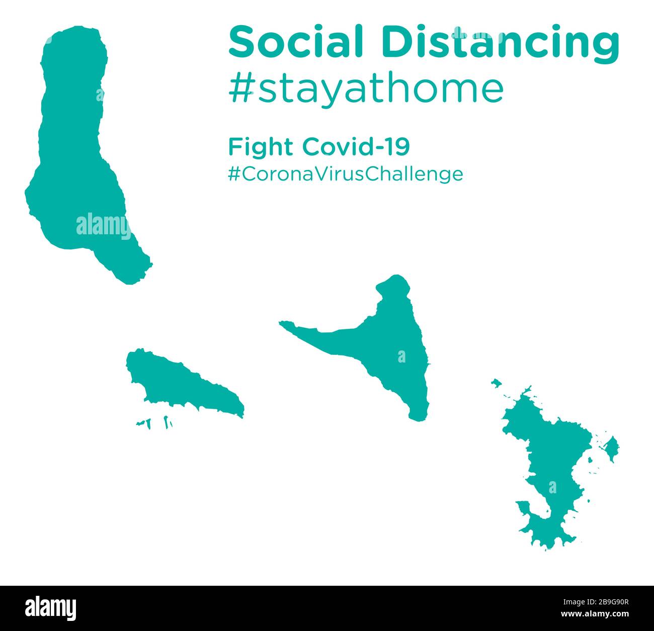 Comores carte avec social Distancing #stayathome tag Illustration de Vecteur