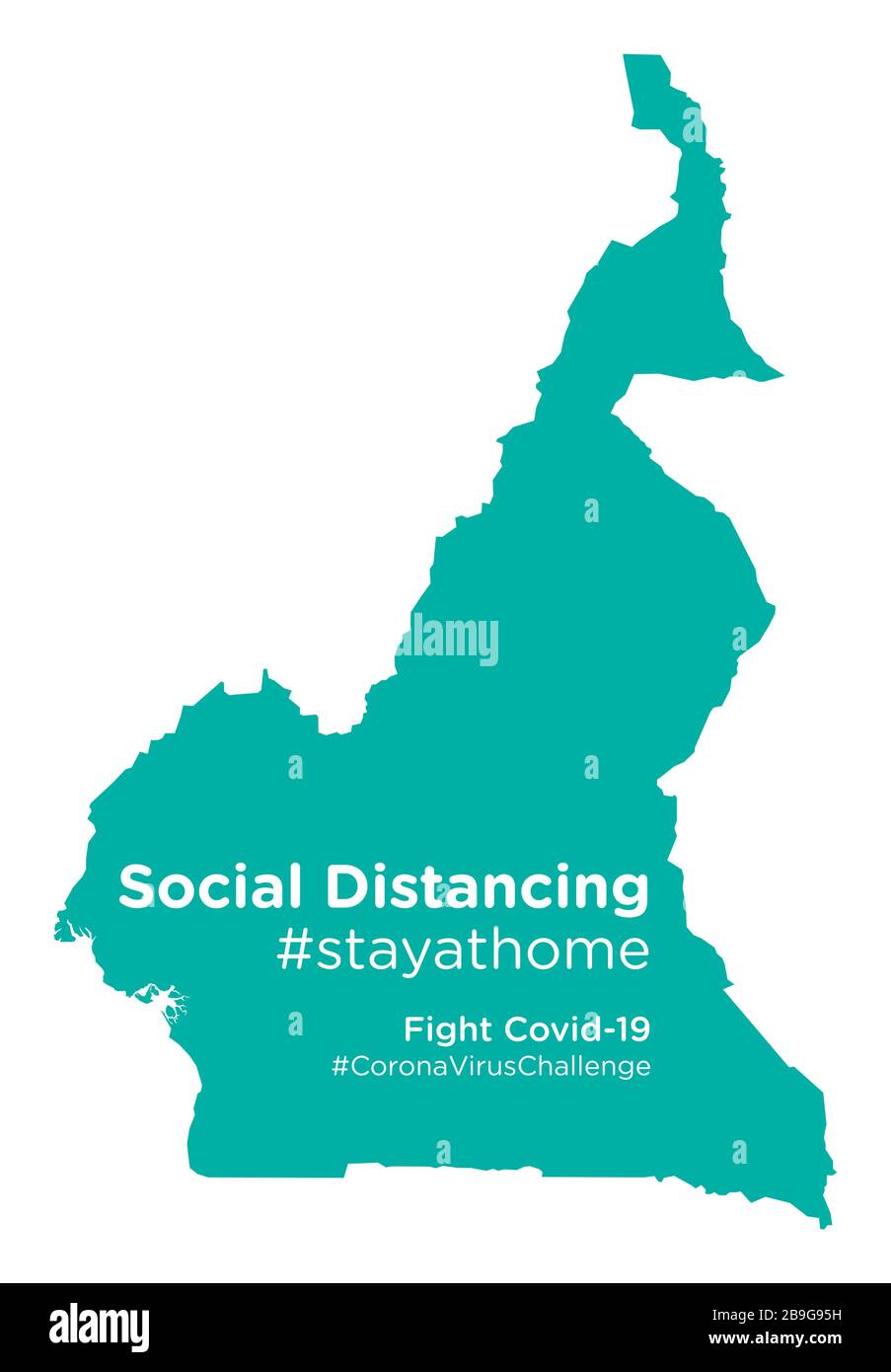 Carte du Cameroun avec social Distancing #stayathome tag.eps Illustration de Vecteur