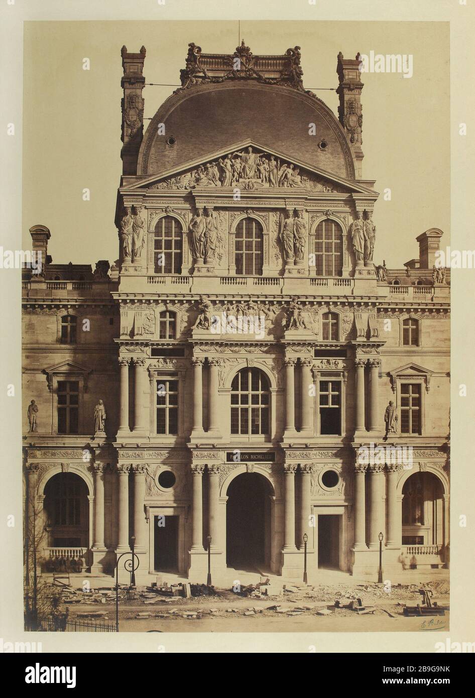 LA CONSTRUCTION DU NOUVEAU LOUVRE Edouard-Denis Baldus (1813-1889). Le chant du Nouveau Louvre, Paris (Ier arr.), vers 1855. Paris, musée Carnavalet. Banque D'Images
