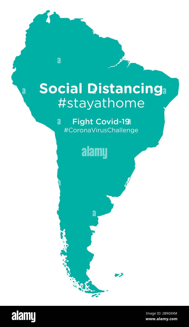 Carte du continent sud-américain avec le tag #stayathome de distancing social Illustration de Vecteur