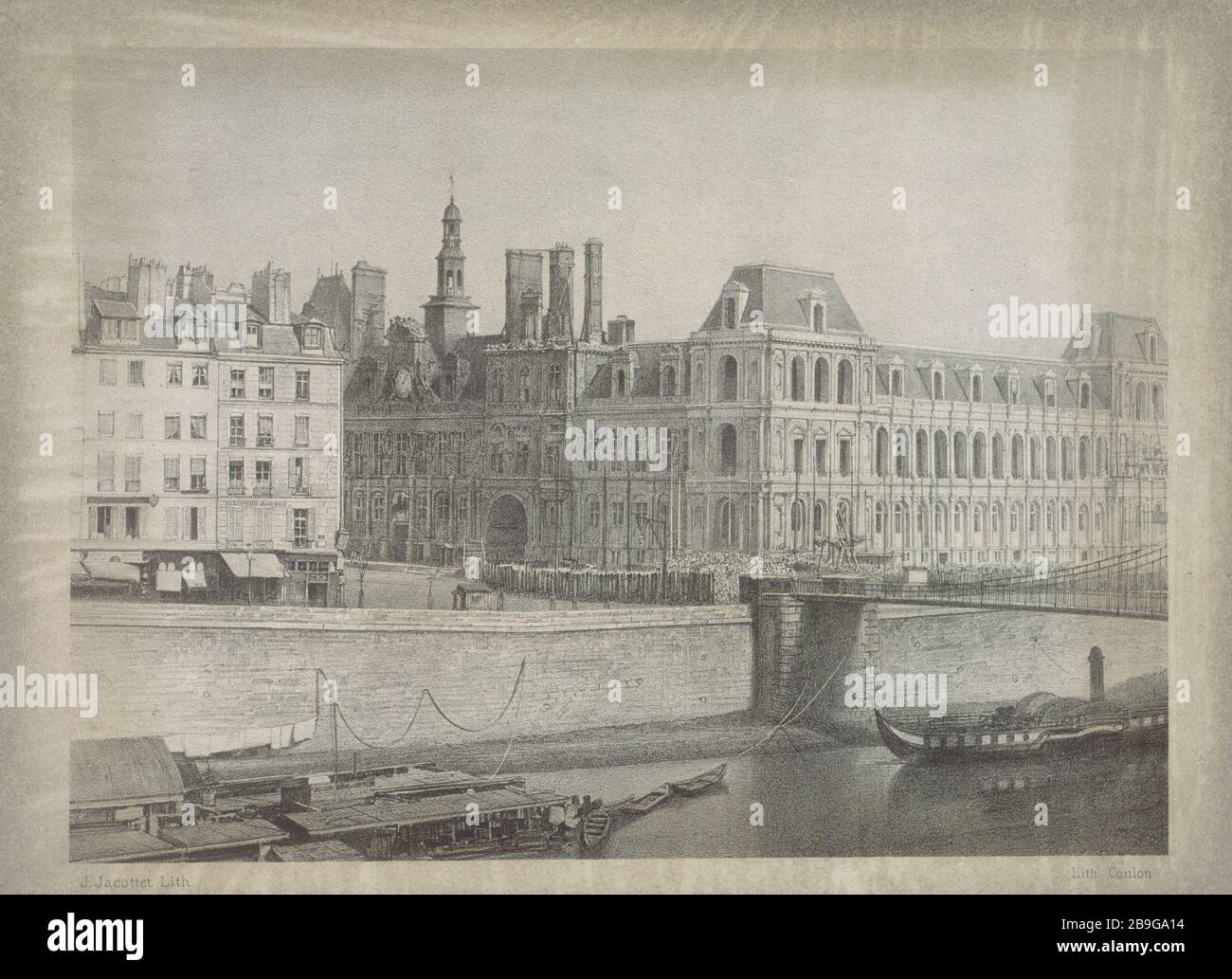 VUE SUR LA MAIRIE vue de l'Hôtel de Ville, dans l'Album du daguerréotype produit, vers 1842. Paris, musée Carnavalet. Banque D'Images