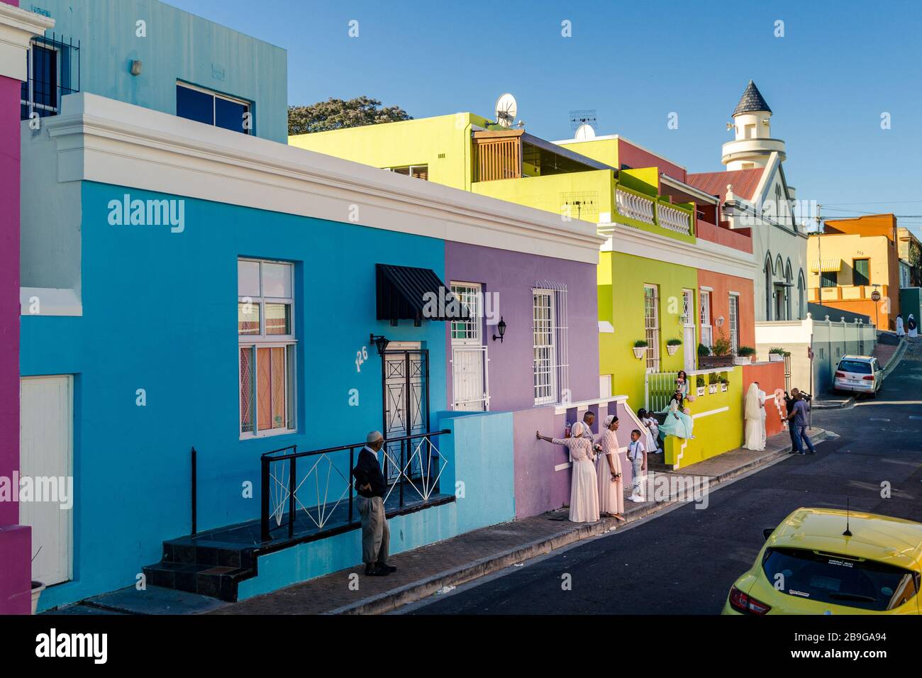 Fête de mariage dans le quartier coloré et animé de Bo Kaap au Cap Afrique du Sud Banque D'Images