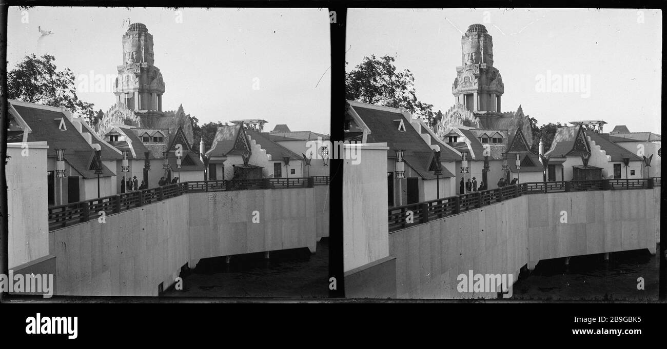 MAISON EXPOSITION INTERNATIONALE CHINOISE 1937 Pavillon chinois, exposition internationale de 1937. Paris, 1937. Vue stéréoscopique. Paris, musée Carnavalet. Banque D'Images
