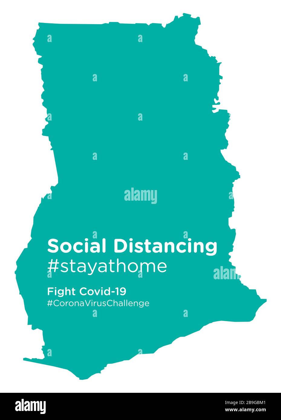 Ghana carte avec social Distancing #stayathome tag Illustration de Vecteur