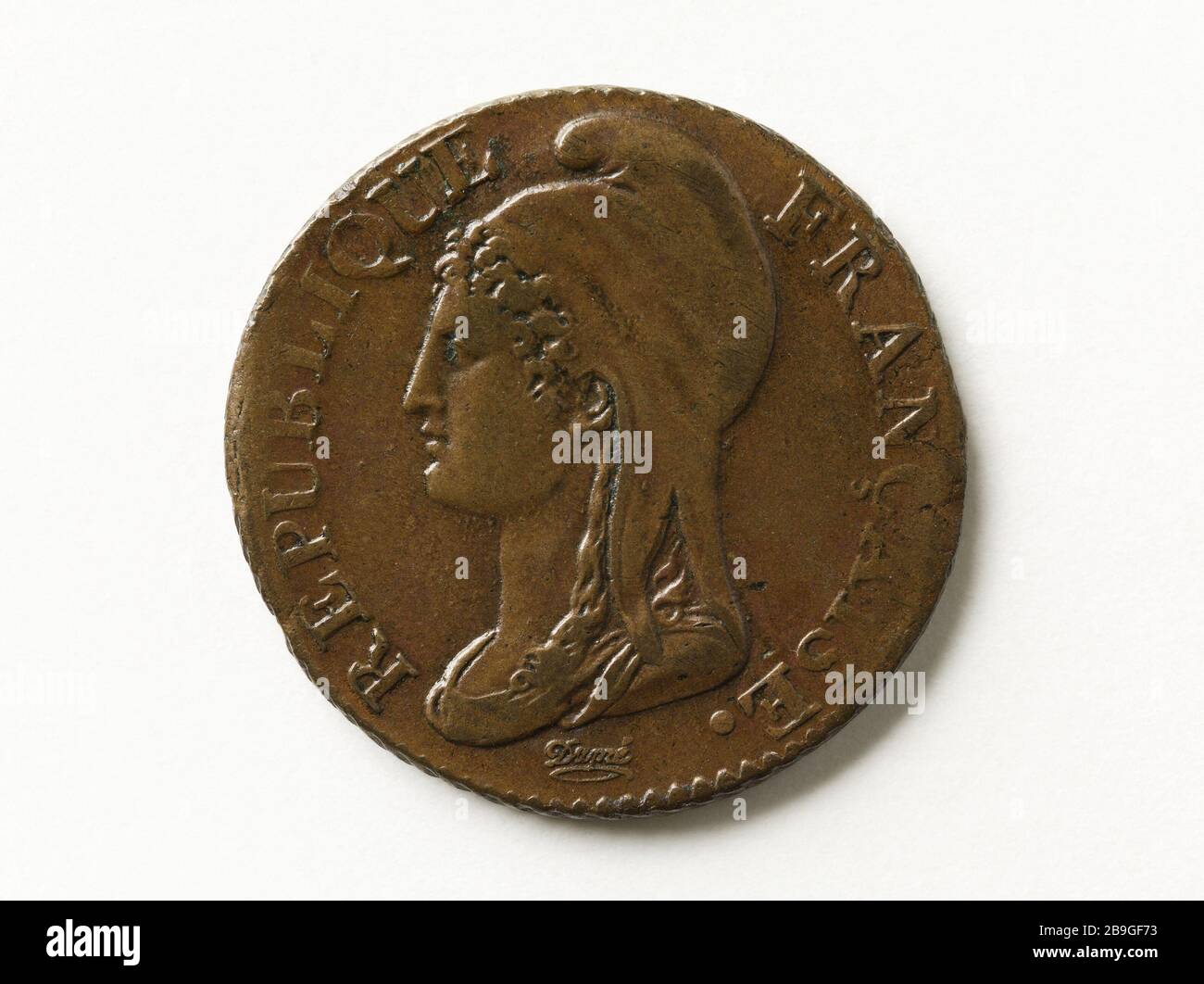 Partie cinq cents, un IV (1796) Augustin Dupré (1748-1833)Pièce de cinq cenTimes, un IV (1796). Cuivre, 1796. Musée Carnavalet, Histoire de Paris. Banque D'Images