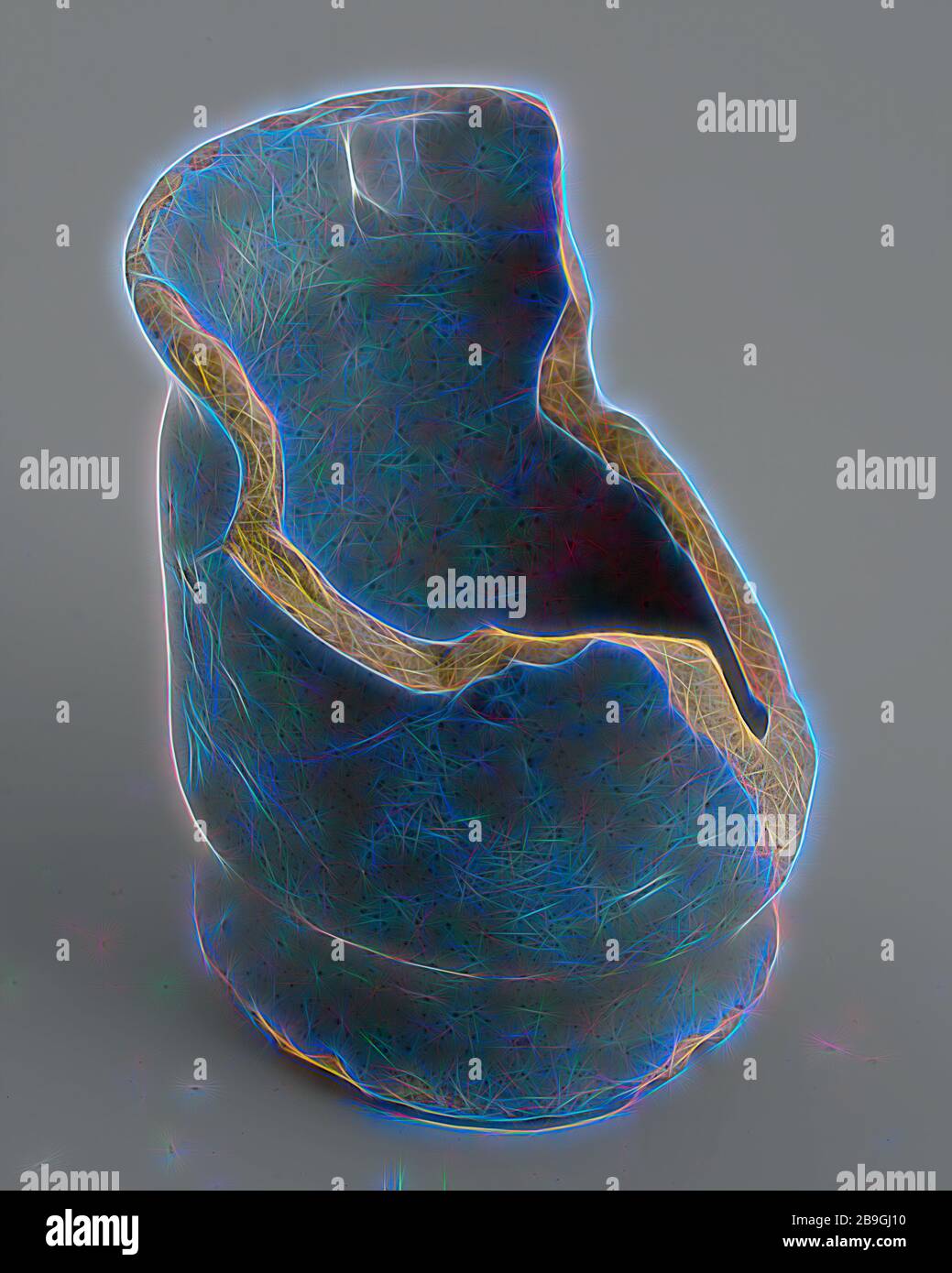 Fragment de pot de pommade poterie avec deux constrictions, verre bleu-blanc, porte-pot de pommade sol trouver céramique faïence glacer étain glacer, cuit à la main cuit cuit cuit glacé cuit à la main pot de haut modèle de delfware ou de la foi deux constrictions. Bord supérieur en forme d'entonnoir entièrement vitré, à l'exception du fond. Vernis teinté bleu clair. Stand zone avec soustraction traces archéologie fosse souterraine Rotterdam City Triangle Oostplein soins de santé poterie indigène emballage ointment médecine médicaments pharmacie artisanat découverte de sol: Fosse souterraine Oostplein de la couche sale 16061976 Banque D'Images