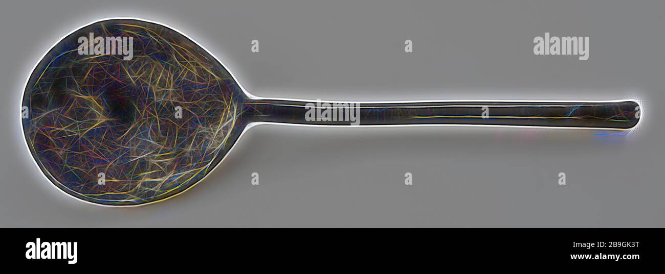 Cuillère de étain avec poignée hexagonale, marquée, cuillère couverts terre trouver métal total, dent, Cuisson avec cuillère en étain de 5,3 fonte poignée hexagonale à l'extrémité peu épaissie connexion de transition de cuisson en forme de figue avec petite queue de rat à l'arrière à l'avant passe le récipient avec le point dans la tige marquée dans la feuille pour la fixation de la marque de tige n'est plus lisible archéologie Valckensteyn Poortugaal Albrandsgaard découverte du sol: château Valckensteyn à Poortugaal maintenant Albrandsgaard Banque D'Images