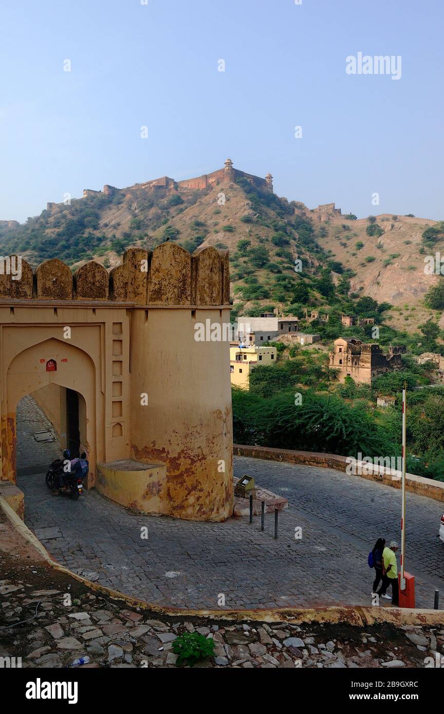 Jaipur, Inde - 11 Novembre 2019:porte du fort Amber Banque D'Images