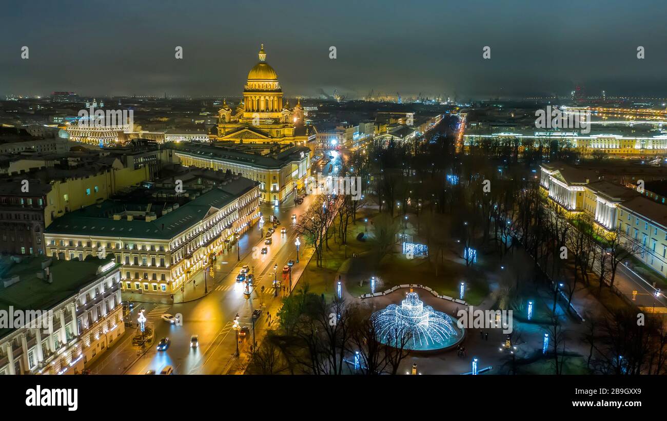 Vue aérienne sur la cathédrale Saint-Isaac, Saint-Pétersbourg, Russie Banque D'Images