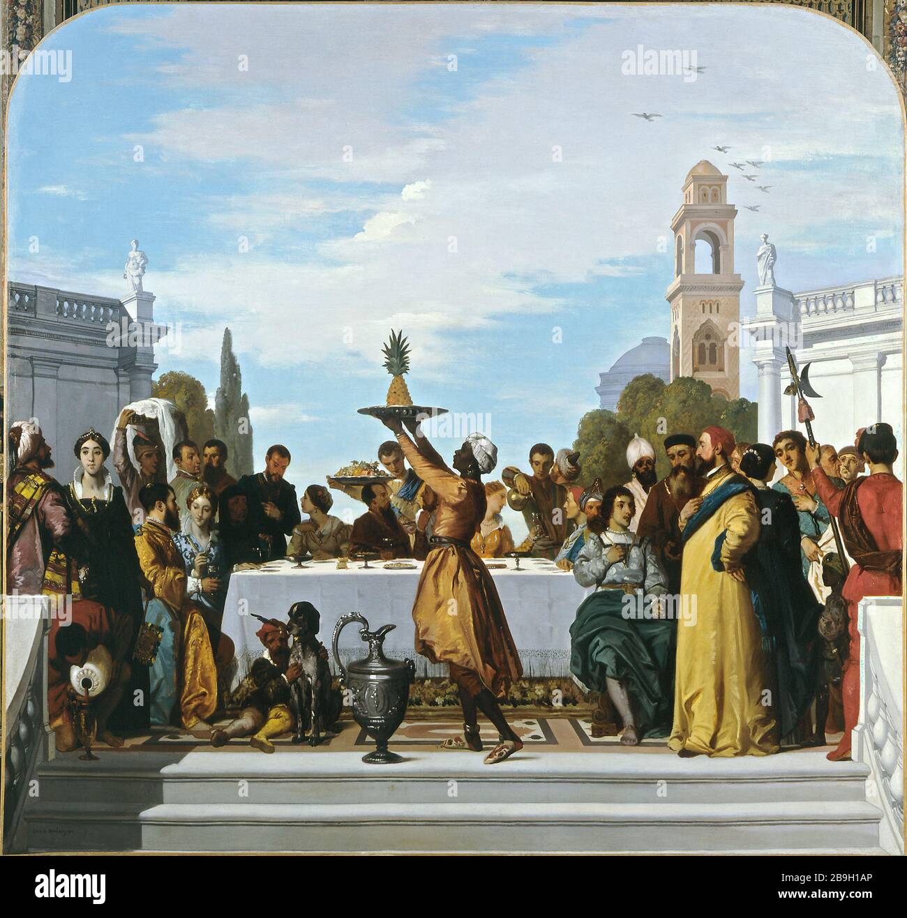 FÊTE À LA MODE VÉNITIENNE (CŒUR) Louis Boulanger (1806-1867). 'Festan à la mode vénitienne (partie centrale)'. Paris, musée Carnavalet. Banque D'Images