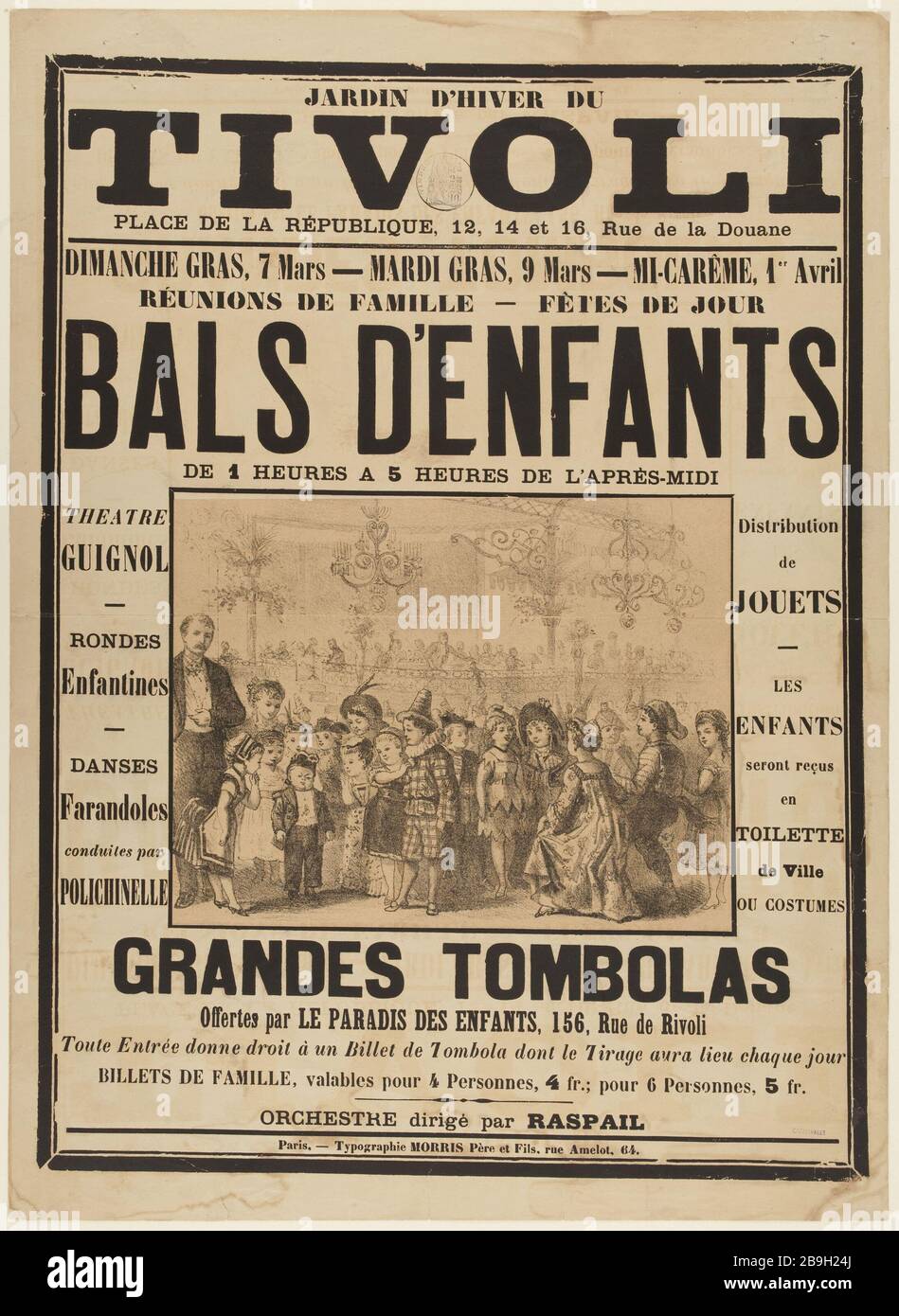 TIVOLI, BALLES D'ENFANTS ANONYME. 'Tivoli, Bals d'enfants'. Lithographie. 1850-1870. Paris, musée Carnavalet. Banque D'Images