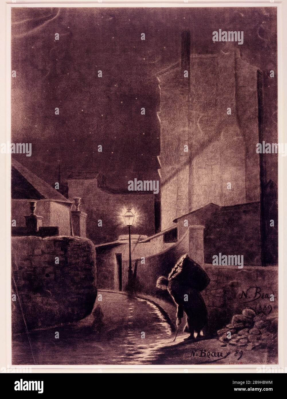 L'impasse Helena (18ème arrondissement). N beau. L'impasse Hélène. Paris (XVIIIème arr.), 1889. Fusain. Paris, musée Carnavalet. Banque D'Images