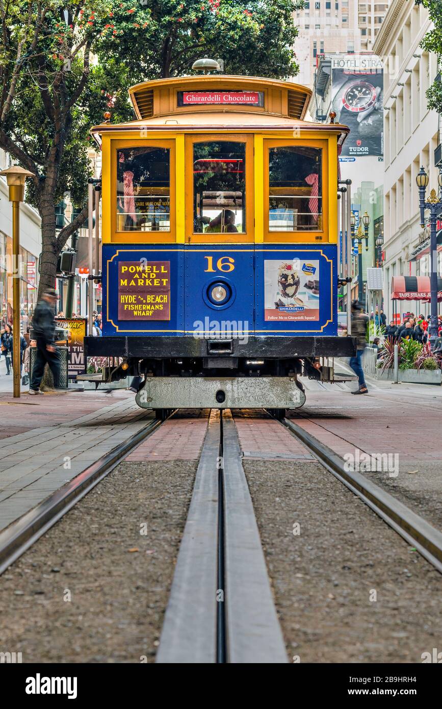 Powell-Market line cable car, San Francisco, California, USA Banque D'Images