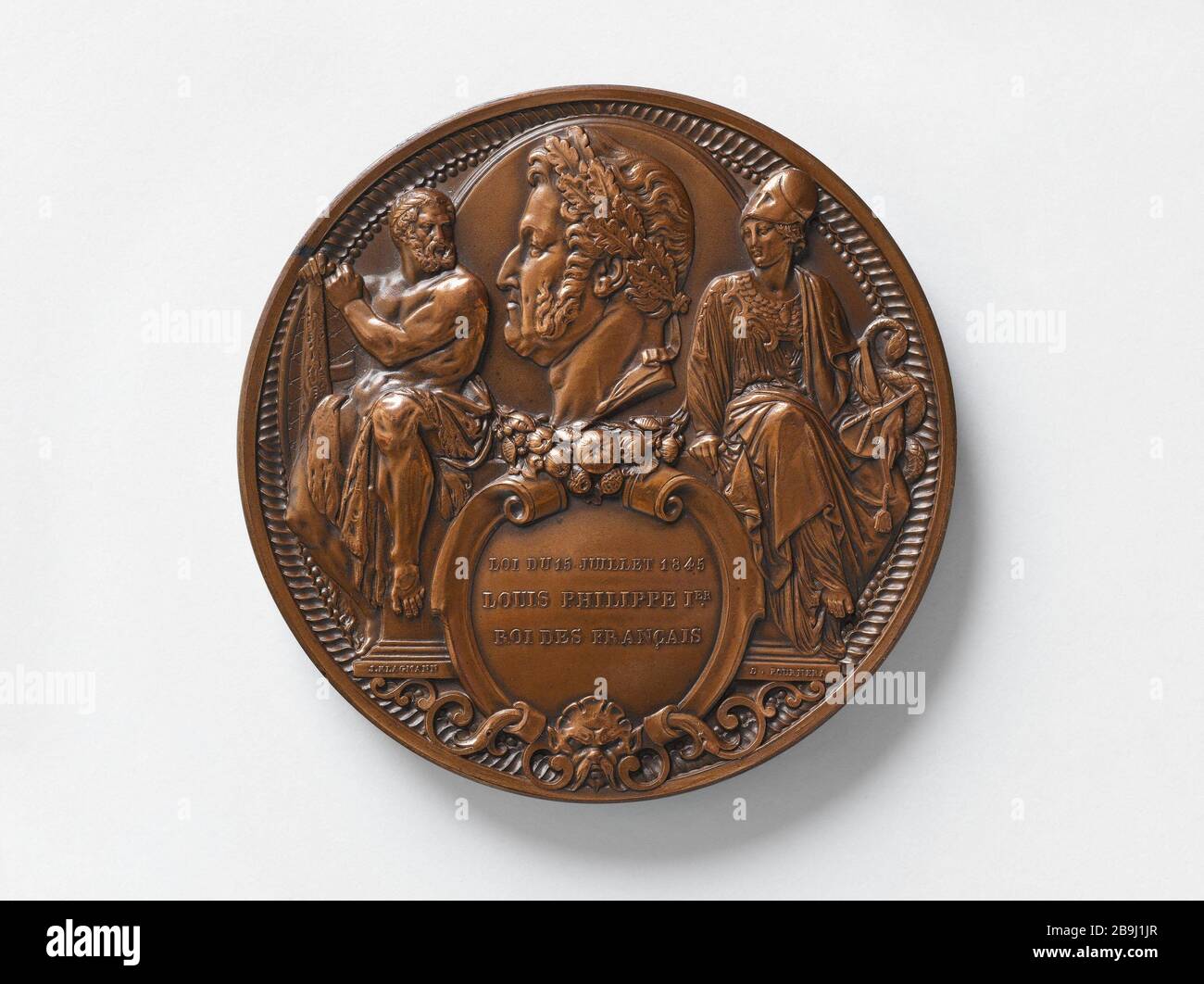 Jeter la pierre d'assise du nouvel hôtel du ministre des Affaires étrangères, 29 novembre 1845 D. Fourrera. Pose de la première pierre du nouvel hôtel du ministre des Affaires étrangères, 29 novembre 1845. Bronze. Paris, Musée Carnavalet. Banque D'Images