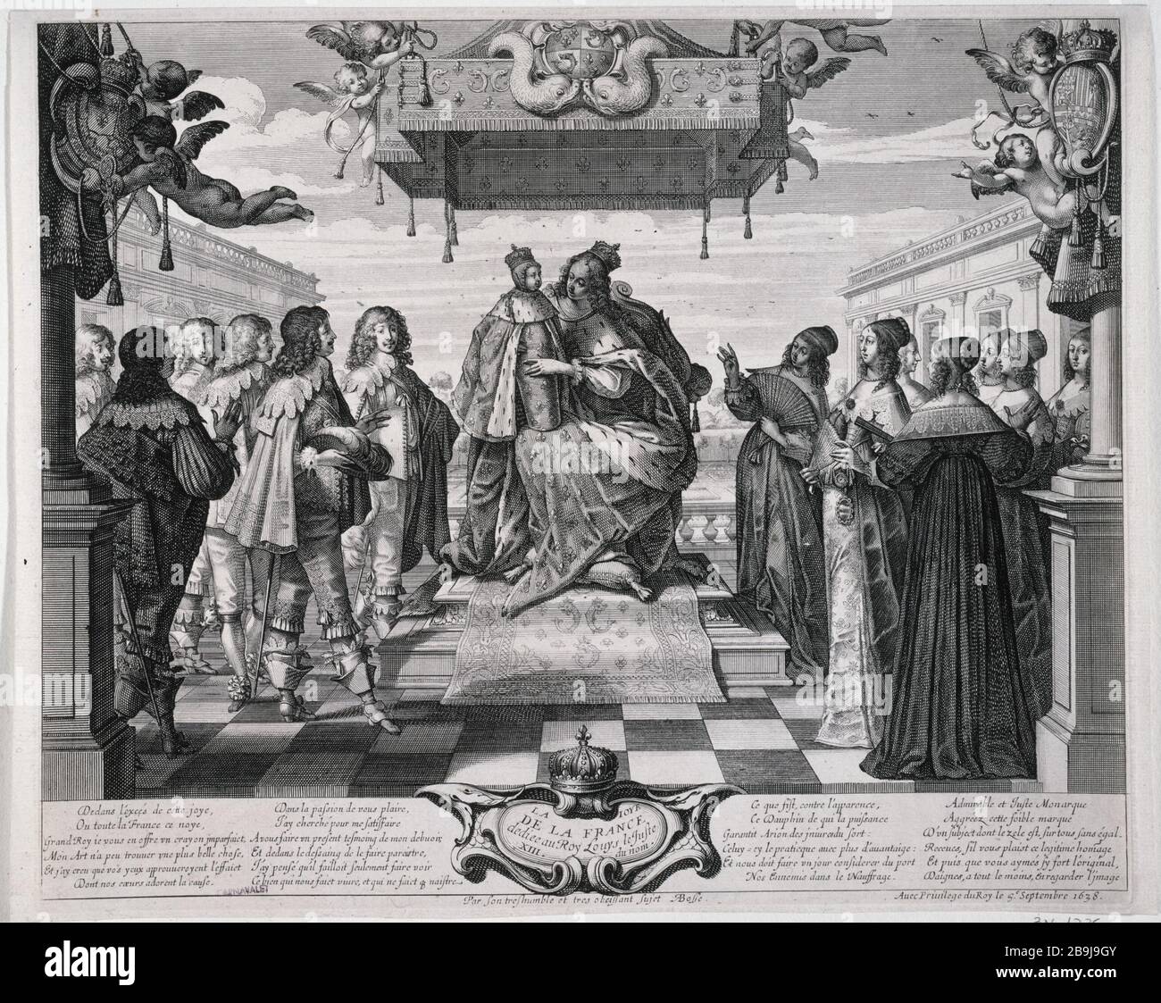 La joie de la France dédiée au roi Louis le juste Abraham Bosse (1602-1676). « la joie de la France dénée au Roi Louis le juste ». Paris, musée Carnavalet. Banque D'Images