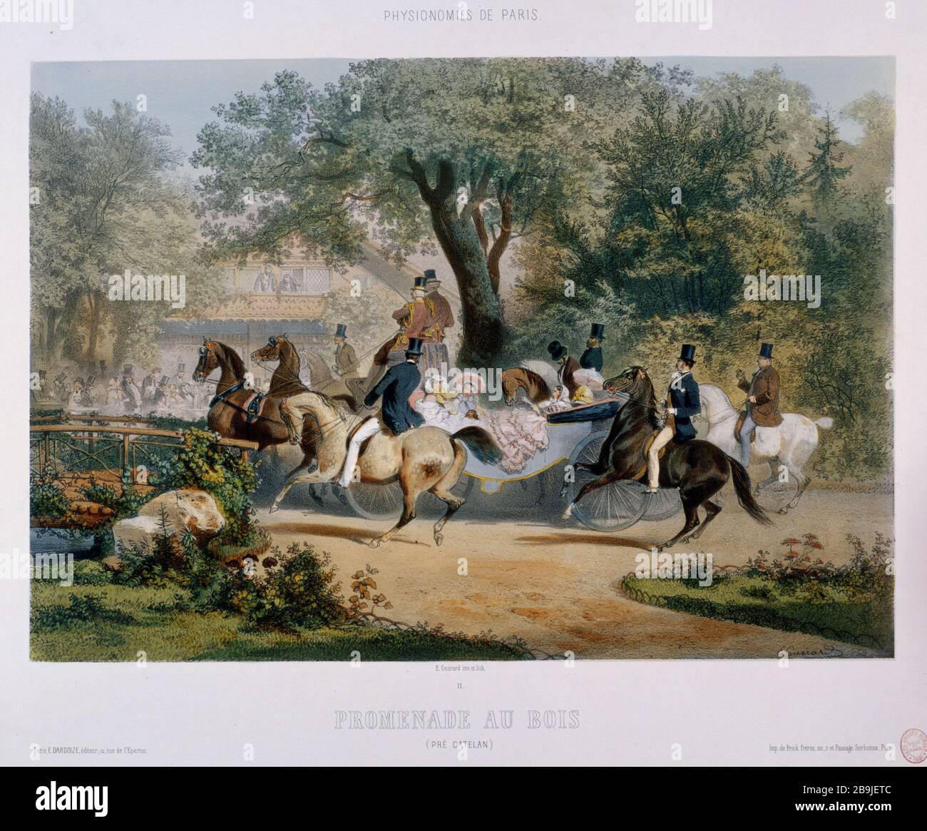 BOIS DE MARCHE Eugène-Charles-François Guérard (1821-1866). 'Promenade au bois (pré Catelan)'. Gravité. Paris, musée Carnavalet. Banque D'Images