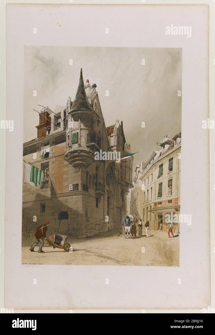 Hôtel Sense Thomas Shotter Boys (1803-1874). 'Hôtel de sens', Paris (IVème arr.) Gravure (lithographie couleur). Paris, musée Carnavalet. Banque D'Images