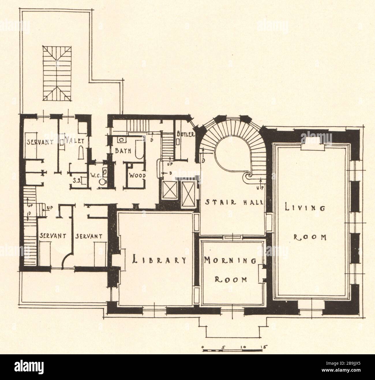 Résidence, Henry P. Davison, 690, avenue Park, New York. Plan du deuxième étage. Walker et Gillette, Architectes (1919) Banque D'Images