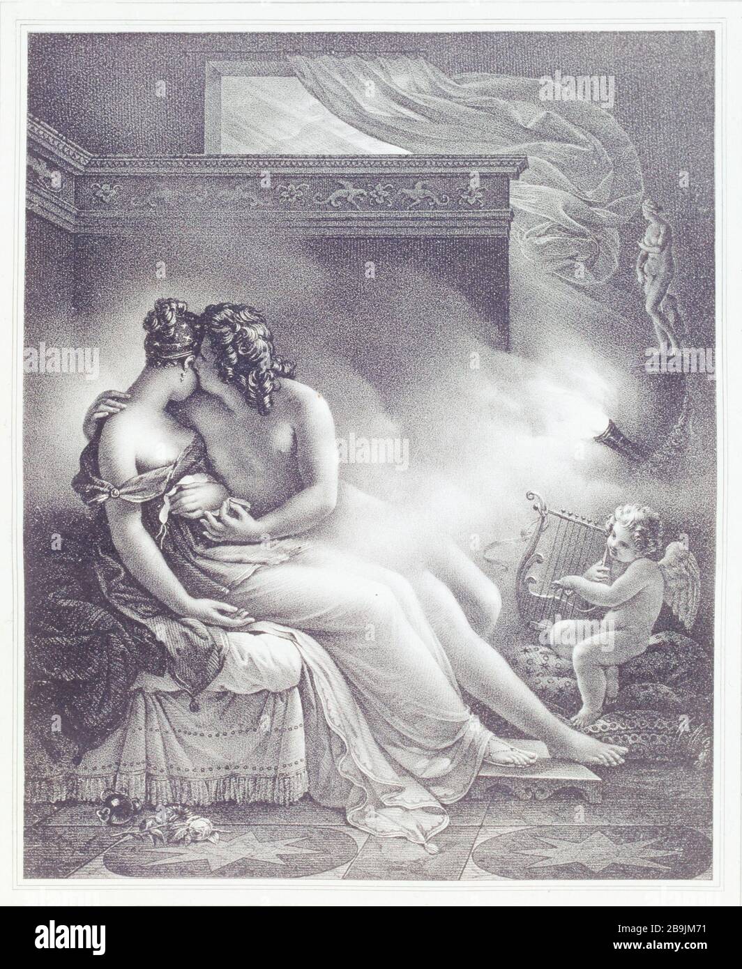 PARIS ET HÉLÈNE J. Dassy/d'après Anne-Louis Girodet-Trioson (1767-1824). 'PÂRIS et Hélène'. Gravité. Paris, musée Carnavalet. Banque D'Images