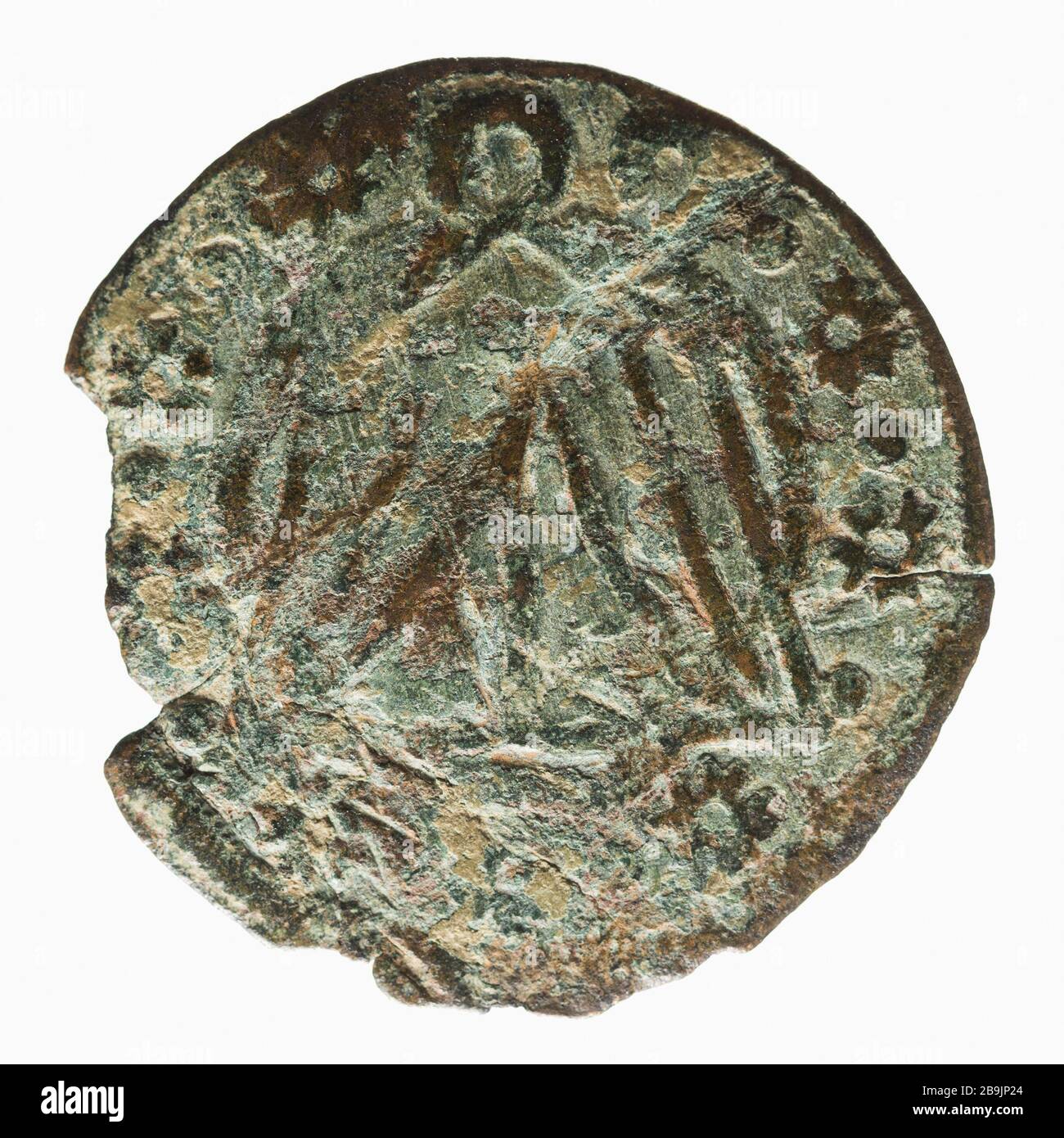 Compte de token Lombard XIII-XV siècle Anonyme. 'Jeton de compte lombard, XIII-XVe siècle'. Cuivre. 1200-1400. Paris, musée Carnavalet. Banque D'Images