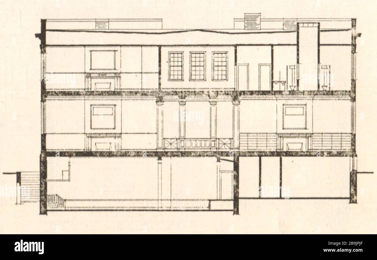 Design Nr 11, immeuble de bibliothèque de succursales New Bergen, Jersey City, New Jersey. Section longitudinale. Albert M. Kreider, Architecte (1921) Banque D'Images