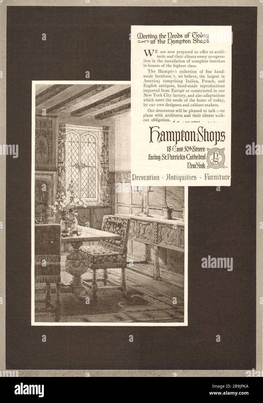 Répondre aux besoins d'aujourd'hui dans les magasins Hampton. Hampton Shops, 18 East 50ème Street, face à la cathédrale St Patrick, New York (1921) Banque D'Images