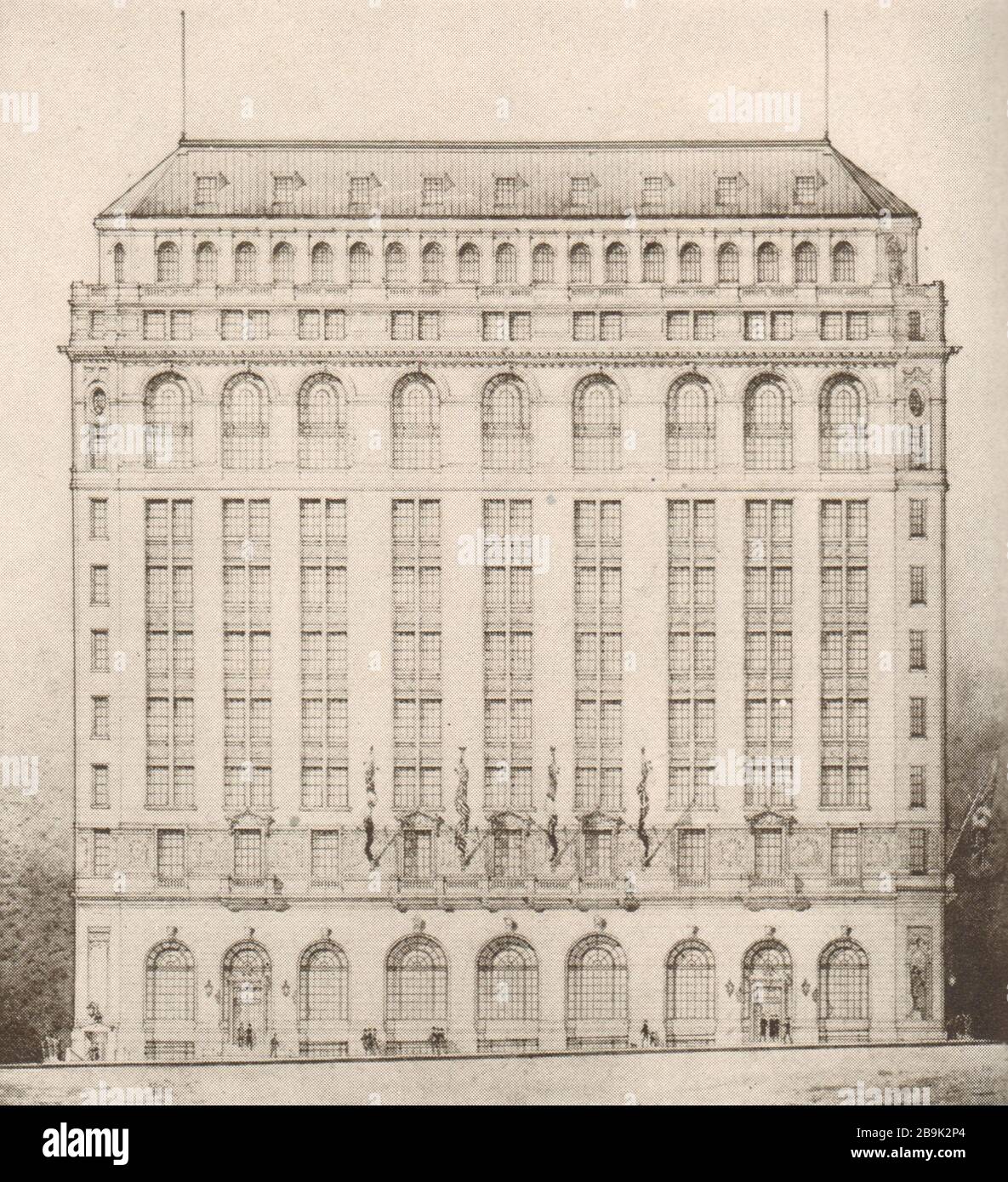 International Mercantile Marine Building, numéro 1 Broadway, croquis d'architecte pour la modification. Walter B. Chambers, architecte (1922) Banque D'Images