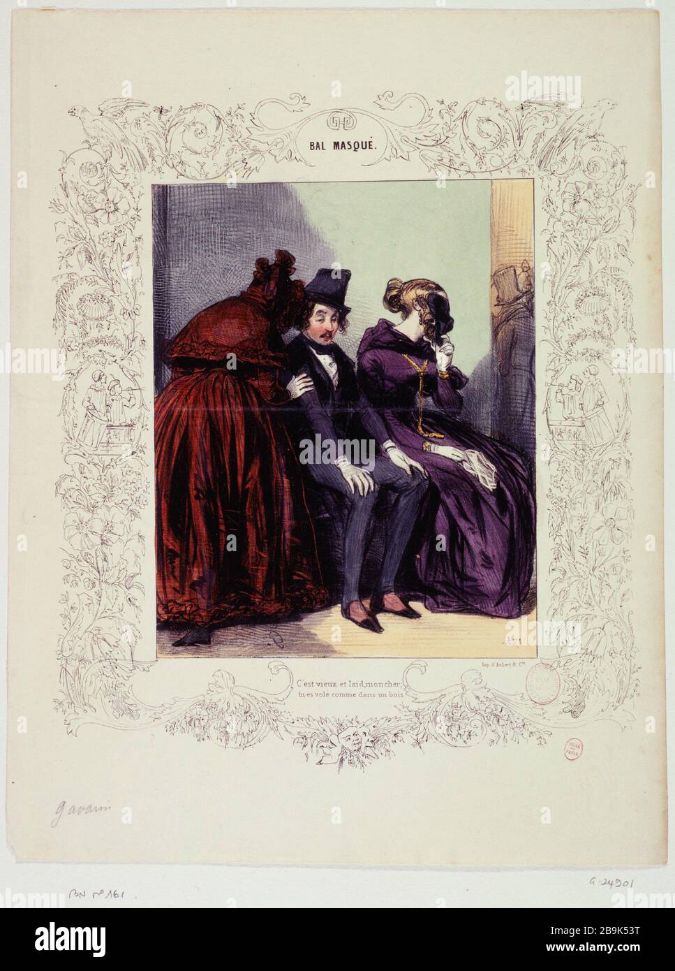 Paul Gavarni (1804-1866). 'Balle demandée'. Paul Gavarni (1804-1866). 'Bal masqué'. Gravité. Paris, musée Carnavalet. Banque D'Images