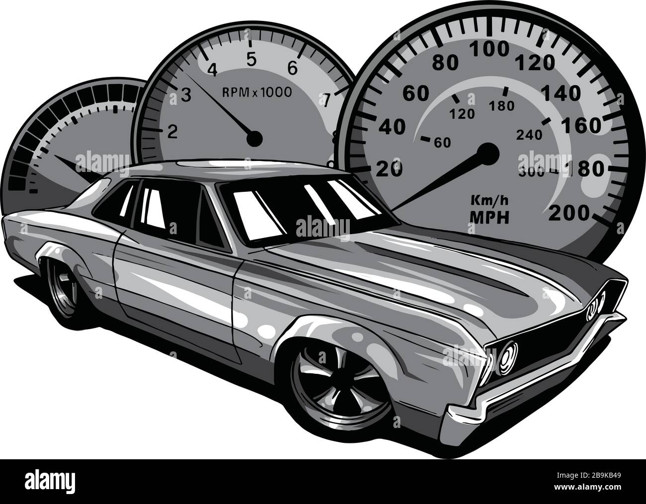 Illustration vectorielle monochromatique d'une voiture de sport Illustration de Vecteur