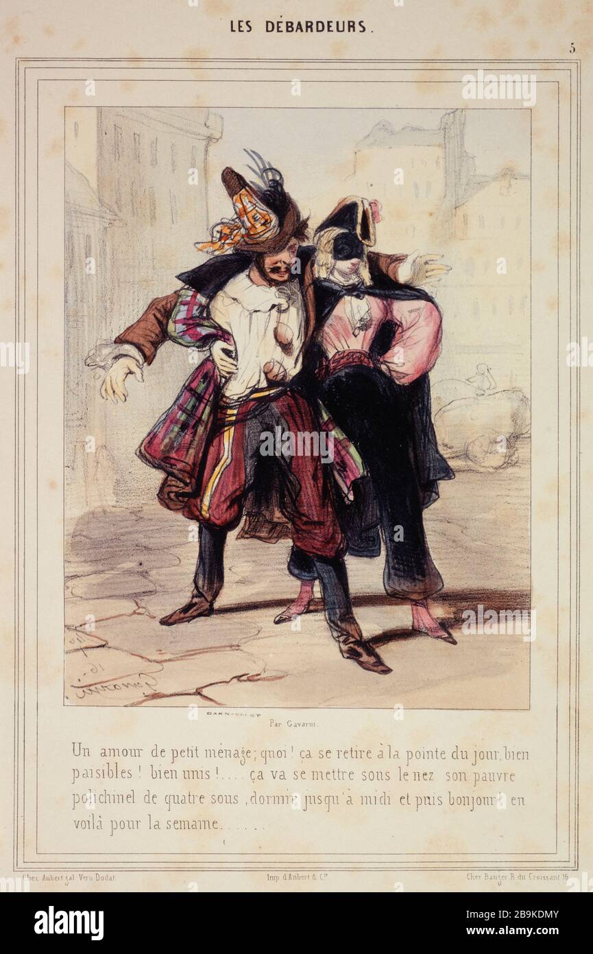 Longshore, # 5 - un amour de petit ménage ... Paul Gavarni (1804-1866). 'Les débardeurs, numéro 5 - un amour de petit ménage...'. Gravité. Paris, musée Carnavalet. Banque D'Images