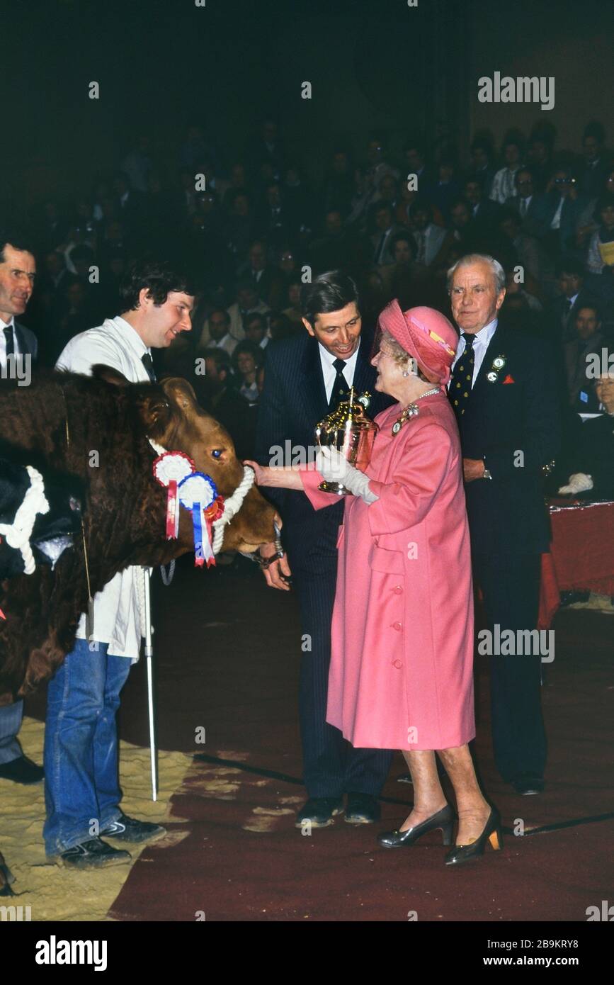 La Reine Elizabeth la Reine mère au Royal Smithfield Show, Londres, Angleterre. 1989. Banque D'Images