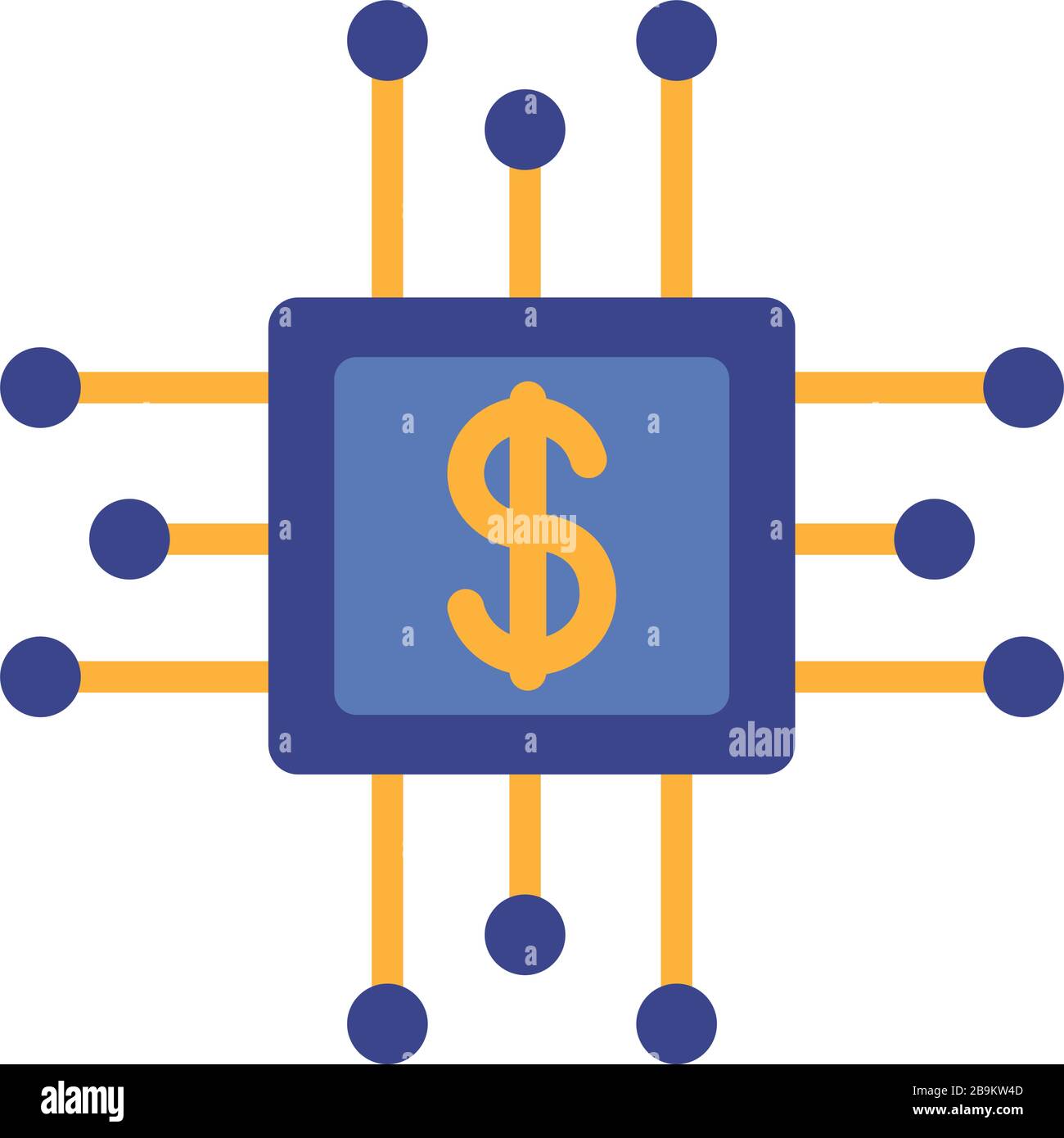 Ordinateur de processeur avec symbole dollar paiement en ligne style plat Illustration de Vecteur