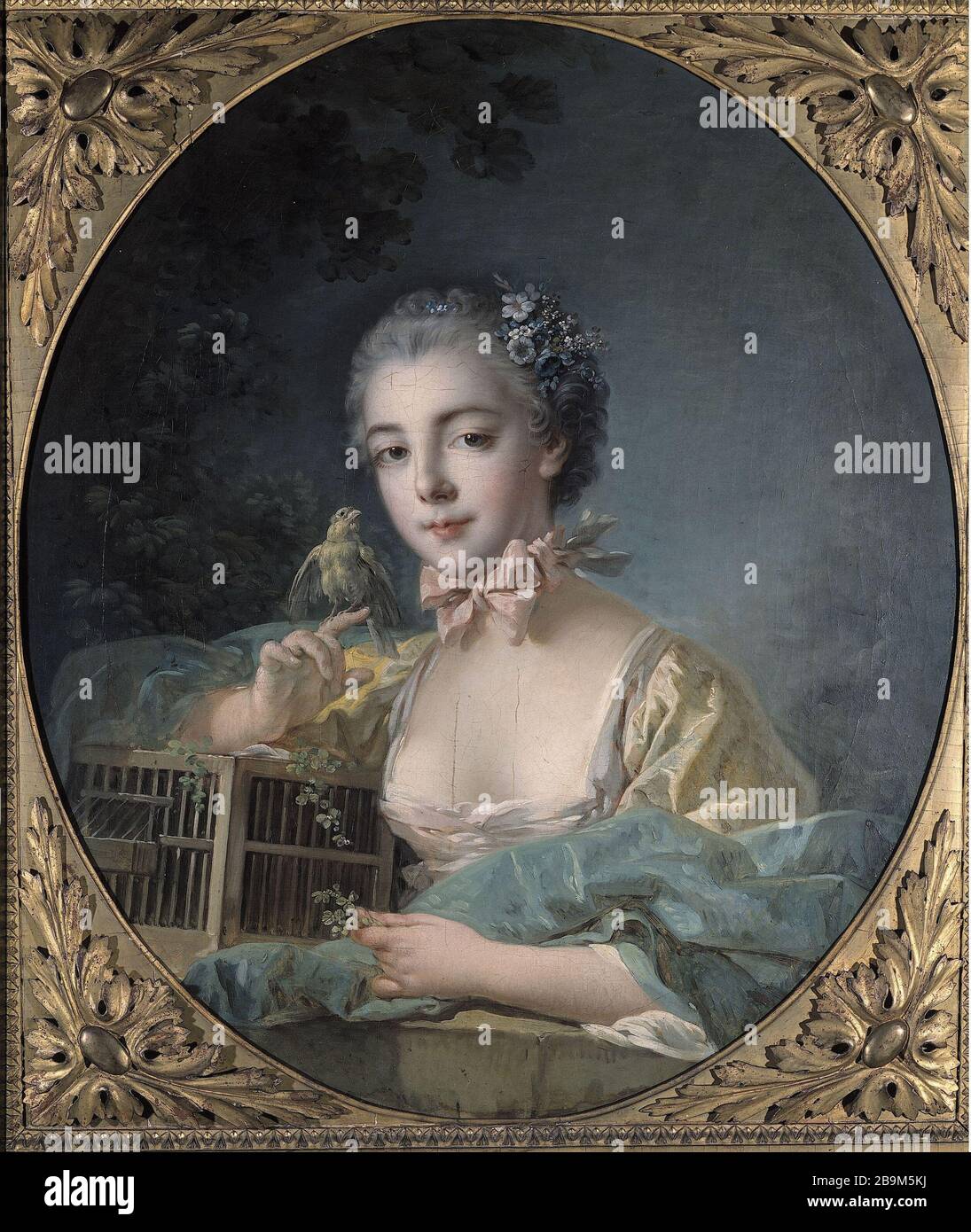 PORTRAIT DE FRANÇOIS BOUCHER, PEINTRE FILLE EMILE MARIE BAUDOUIN PRÉSUMÉ (1703-1770). 'Portrait présumé de Marie-Emilie Baudouin, fille du peintre, entre 1758 et 1760.' Huile sur étoile. Paris, musée Cognacq-Jay. Banque D'Images