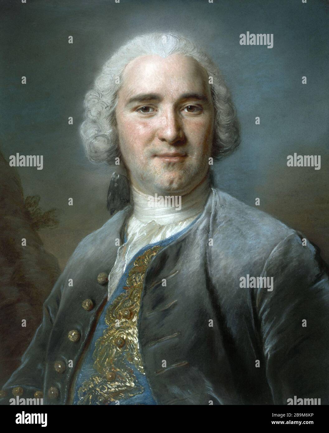 PORTRAIT DE L'HOMME DANS LA VESTE BLEUE Maurice Quentin de la Tour (1704-1788). 'Portrait d'homme au gilet bleu'. Pastel, vers 1750-1755. Paris, musée Cognacq-Jay. Banque D'Images