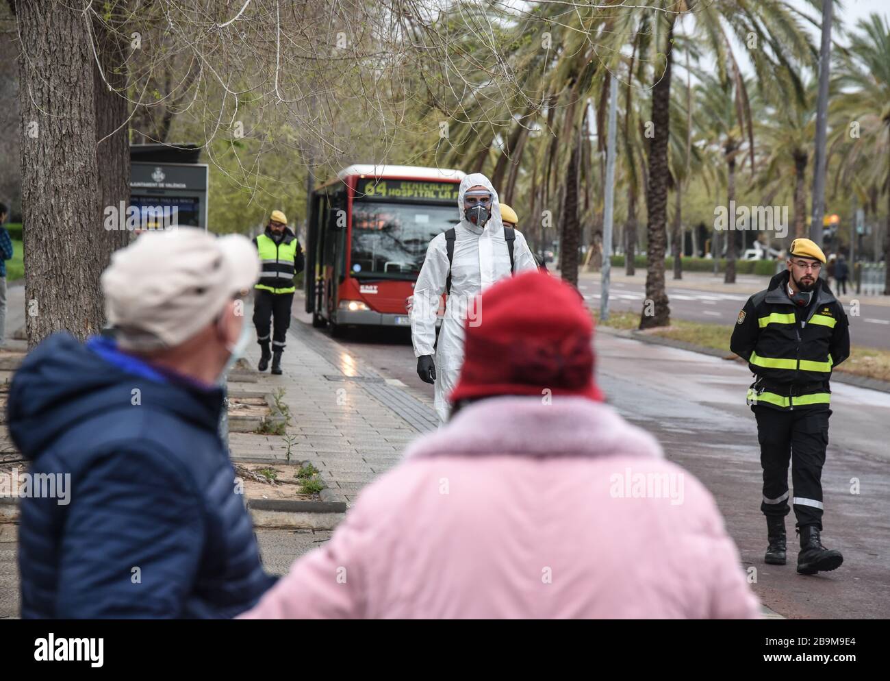 Première semaine de quarantaine dans la ville de Valence (Espagne) après que le gouvernement espagnol a décrété l'état d'alarme de la pandémie créée par Covid 19 Banque D'Images