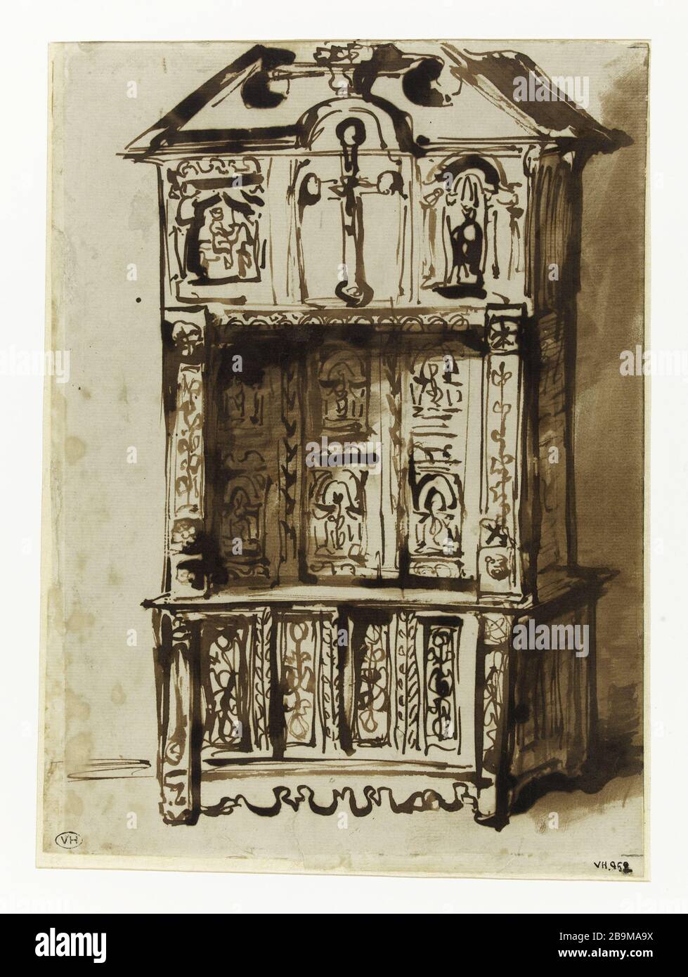 Ceux très Victor Hugo (1802-1885). 'Bahut ONU'. Plume et lavis d'erre brune, papier vergé à filigrane. Paris, Maison de Victor Hugo. Banque D'Images
