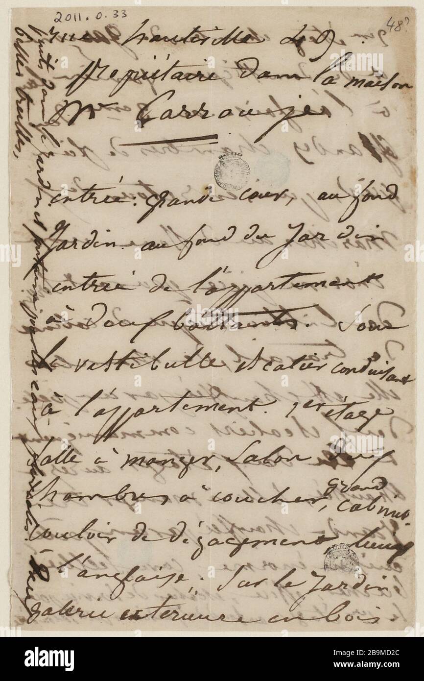 [E] Juliette Drouet rue Hauteville 49; [ sans date] ; Maison Victor Hugo - Paris Banque D'Images