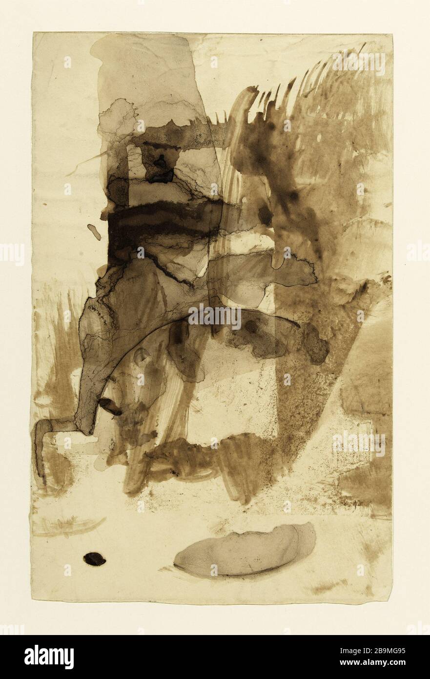 Spot et empreinte circulaire Victor Hugo (1802-1885). 'Cache et empreinte circulaire'. Pinceau et lavis brun sur papier. Vers 1864-1869. Paris, Maison de Victor Hugo. Banque D'Images