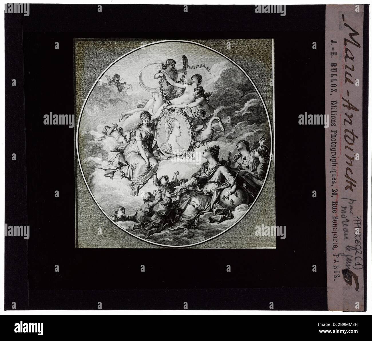 Imprime. Tapisseries. Marie-Antoinette Jean-Michel Moreau (1741-1814). Marie-Antoinette. Tapisserie estampe d'après. Photographie de Jacques-Ernest Bulloz (1858-1942), 1900-1930. Musée des Beaux-Arts de la Ville de Paris, petit Palais. Banque D'Images