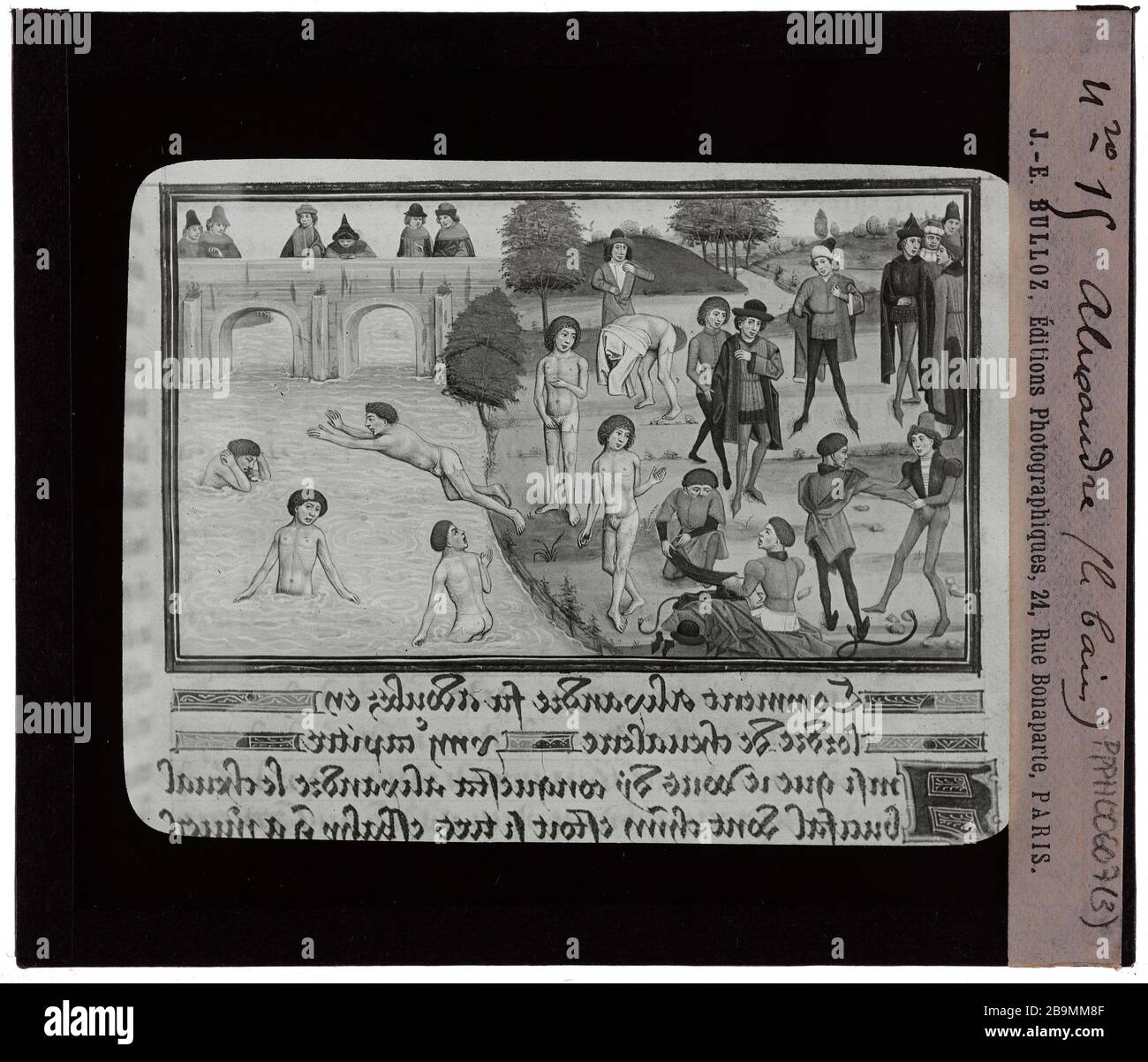 Manuscrits. Bain d'Alexandre Manuscits. 'Alexandre, le bain'. Plaque de projection noir et blanc. 1900-1930. Photographie de Jacques-Ernest Bulloz (1858-1942). Musée des Beaux-Arts de la Ville de Paris, petit Palais. Banque D'Images