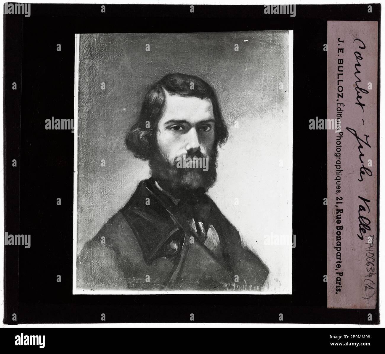 Courbet. Jules Vallès Gustave Courbet (1819-1877). 'Jules Vallès'. Plaque de projection noir et blanc. 1900-1930. Photographie de Jacques-Ernest Bulloz (1858-1942). Musée des Beaux-Arts de la Ville de Paris, petit Palais. Banque D'Images