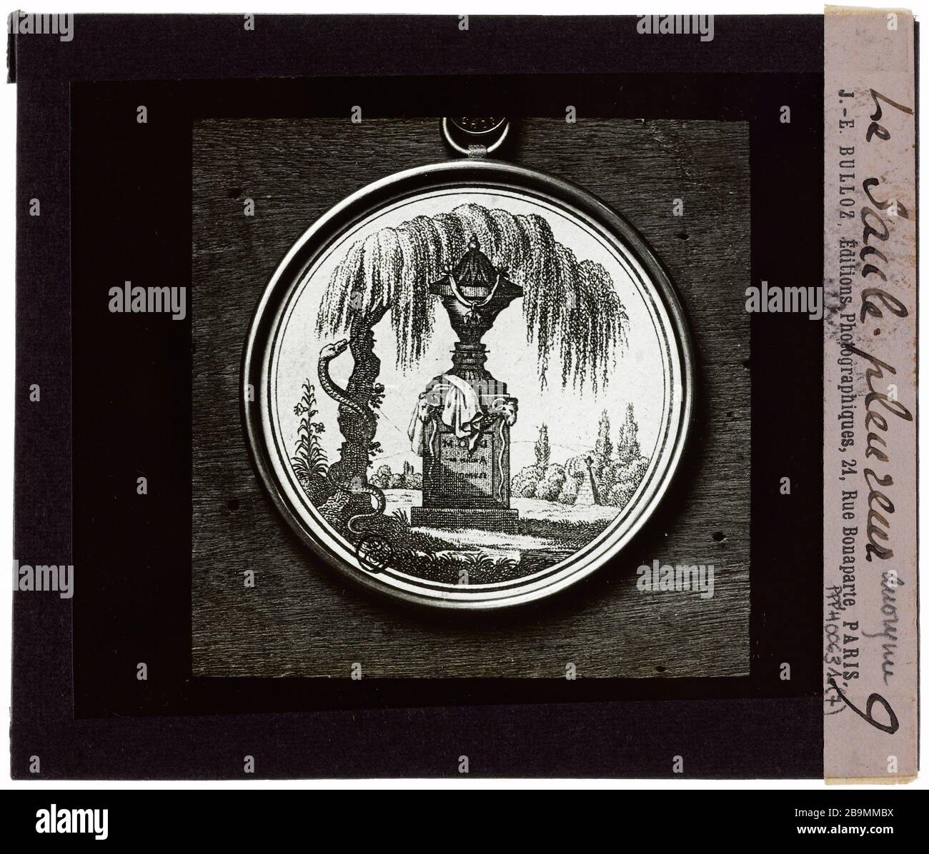 Imprime. L'Estampes saule pleuré. 'le saule pleureur'. Plaque de projection noir et blanc. 1900-1930. Photographie de Jacques-Ernest Bulloz (1858-1942). Musée des Beaux-Arts de la Ville de Paris, petit Palais. Banque D'Images