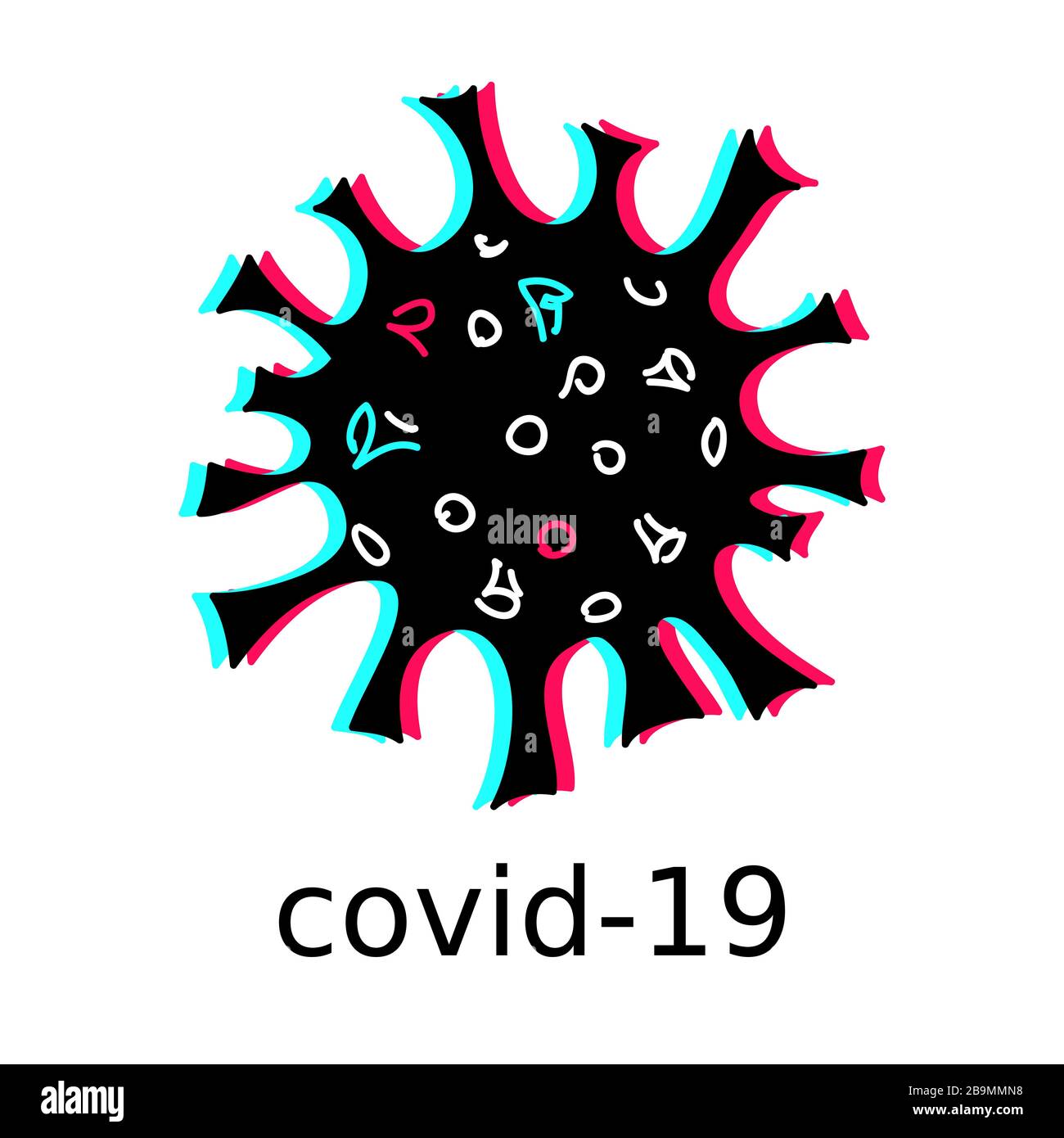 Covid, icône coronavirus, illustration en couleurs tik tok. Illustration de Vecteur