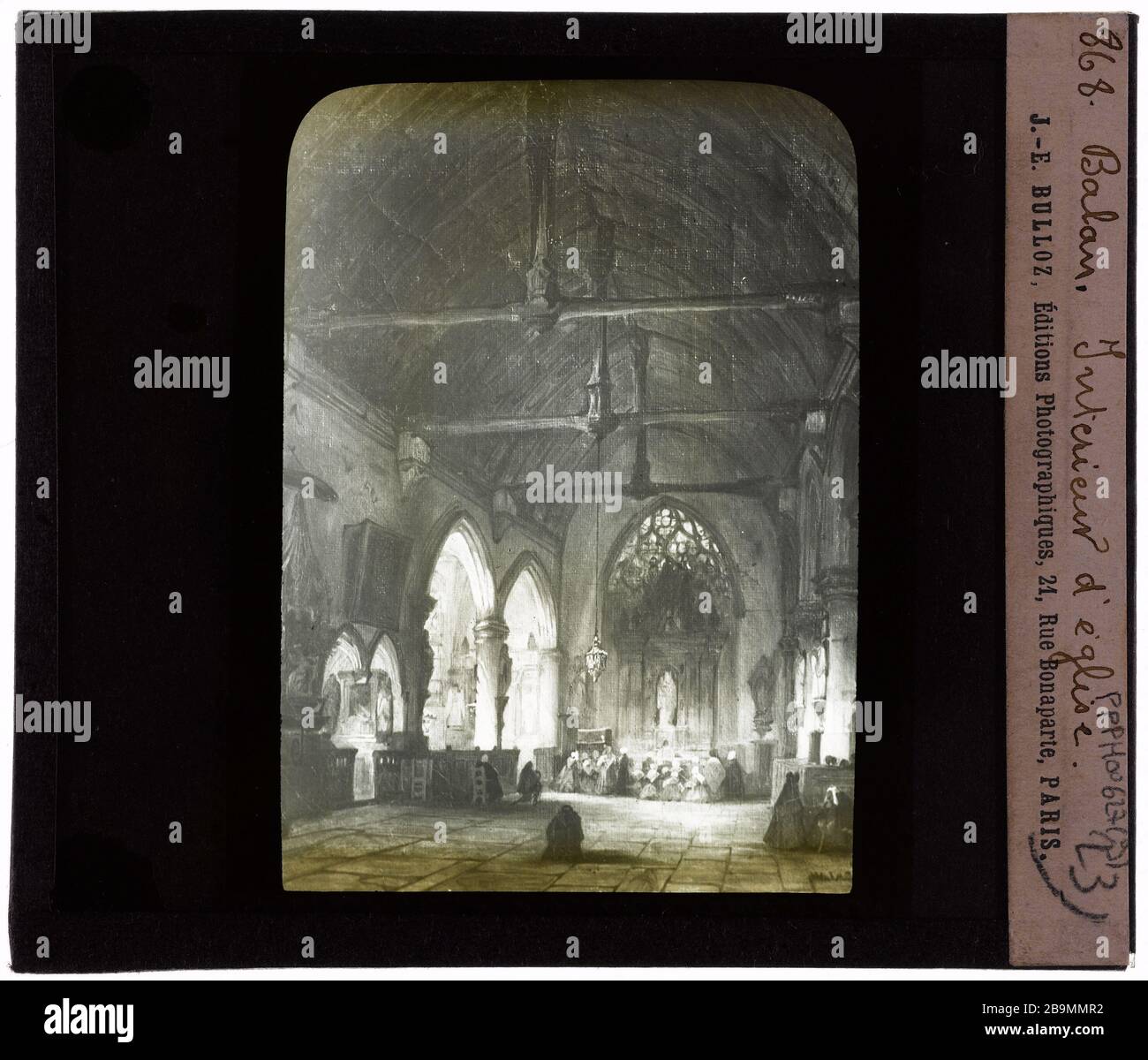 Collection Dutuit. Peintures françaises. Église de Balan jambes intérieures Eugène et Auguste Dutuit. Peintures françaises. Balan (1809-1858), « Intérieur d'église ». Plaque de projection noir et blanc. 1900-1930. Photographie de Jacques-Ernest Bulloz (1858-1942). Musée des Beaux-Arts de la Ville de Paris, petit Palais. Banque D'Images