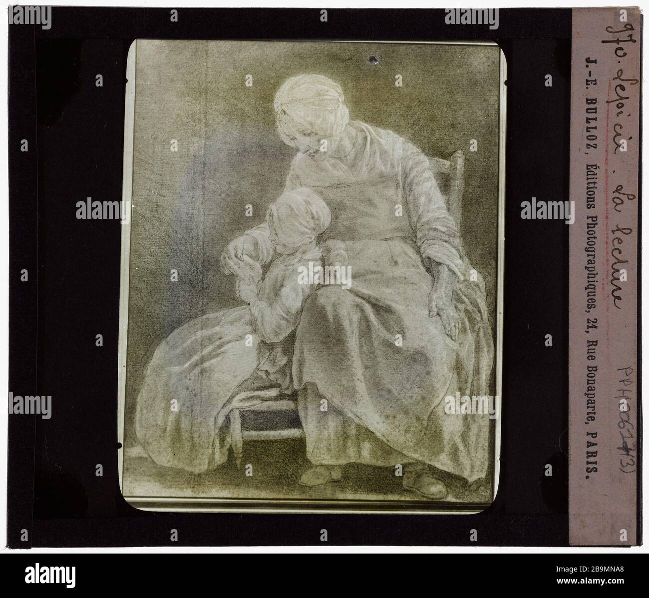 Mises en plan Dutuit. Lecture des desserts Dutuit. « la conférence ». Plaque de projection noir et blanc. 1900-1930. Photographie de Jacques-Ernest Bulloz (1858-1942). Musée des Beaux-Arts de la Ville de Paris, petit Palais. Banque D'Images