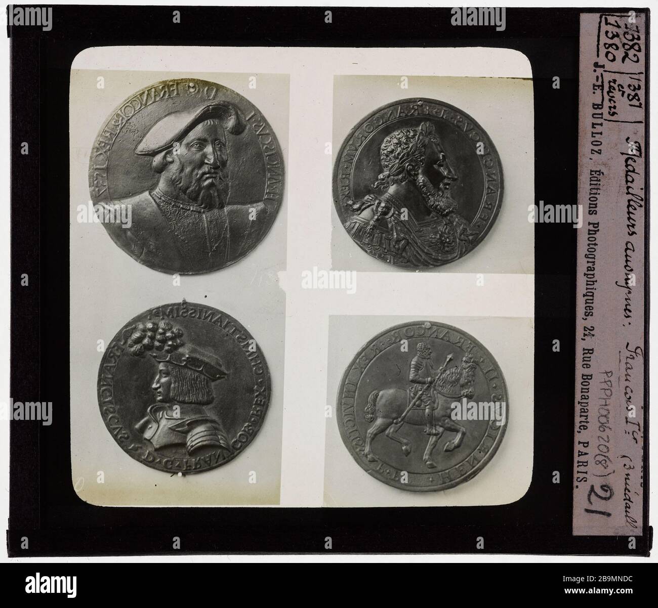 Médailles. Francis Médailles. 'François Ier'. Plaque de projection noir et blanc. 1900-1930. Photographie de Jacques-Ernest Bulloz (1858-1942). Musée des Beaux-Arts de la Ville de Paris, petit Palais. Banque D'Images